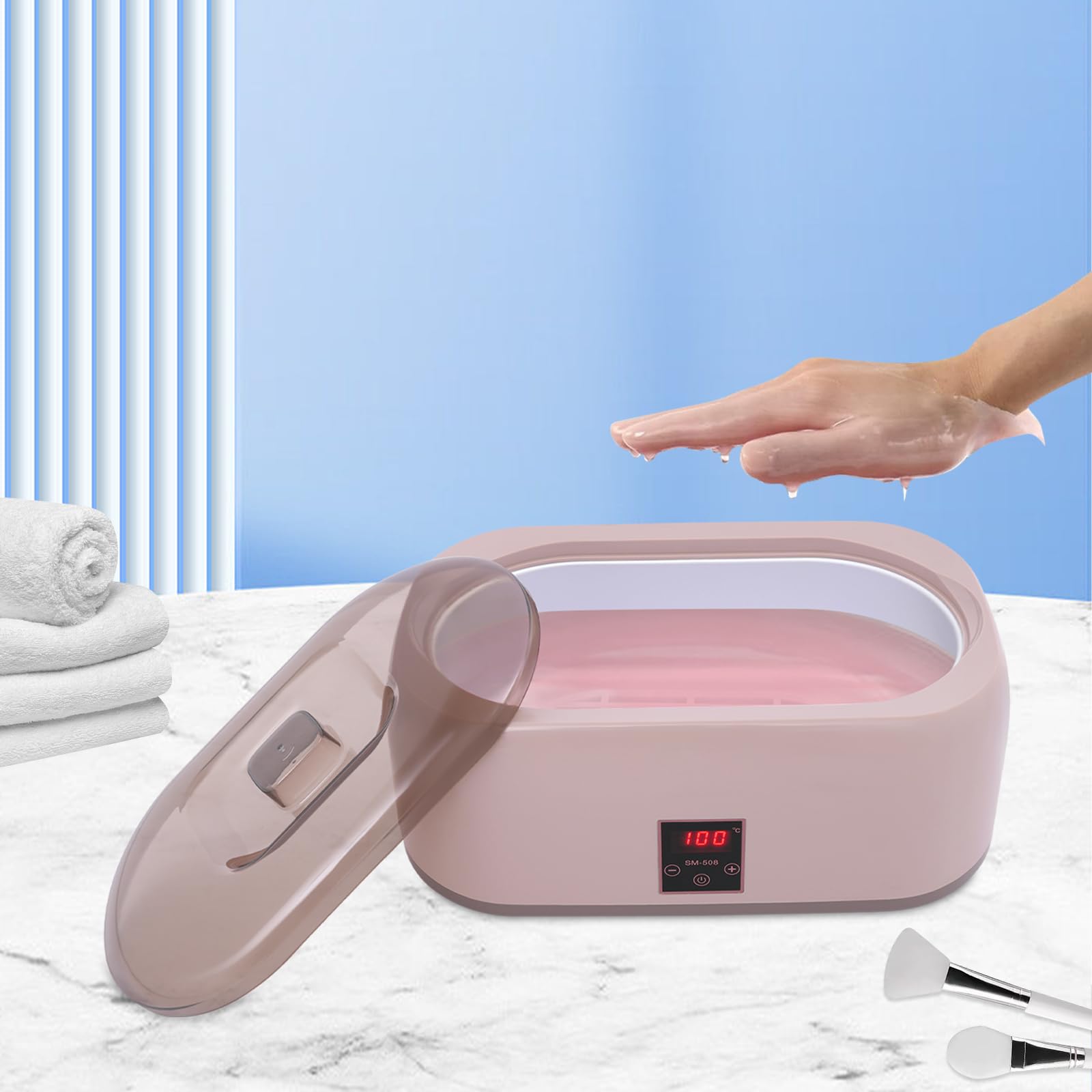 Waxing Podgrzewacz wosku, 4000 ml, podgrzewacz do depilacji, z ciepłym woskiem, do całego ciała, w domu, różowy