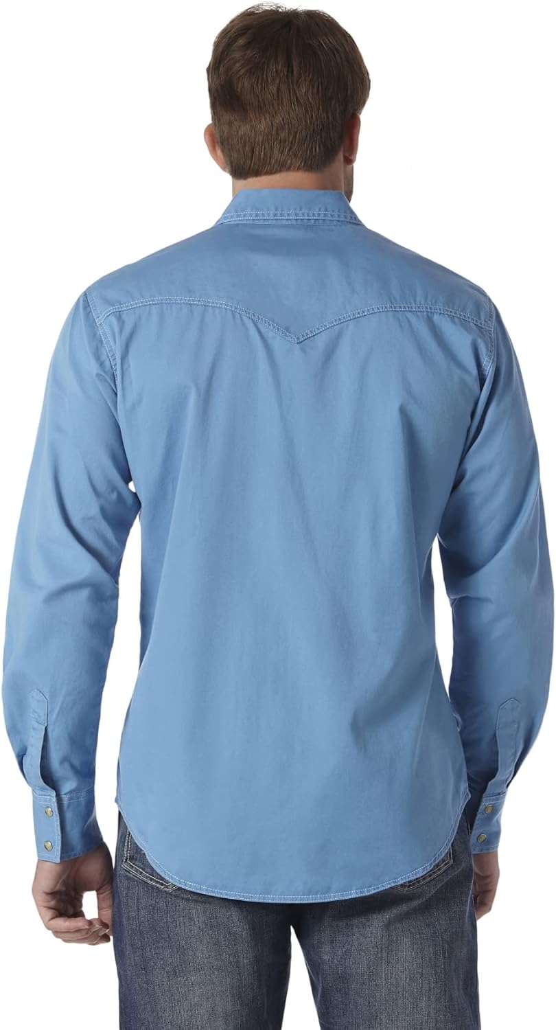 Wrangler Mens Retro Two Pocket Long Sleeve Snap Shirt Discontinued - Image 2
