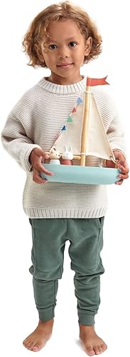 Miniatura 6 de Tender Leaf Toys - Sailaway Boat - Juego educativo de barco de vela de madera con 2 figuras de animales para niños, promueve el juego imaginativo y