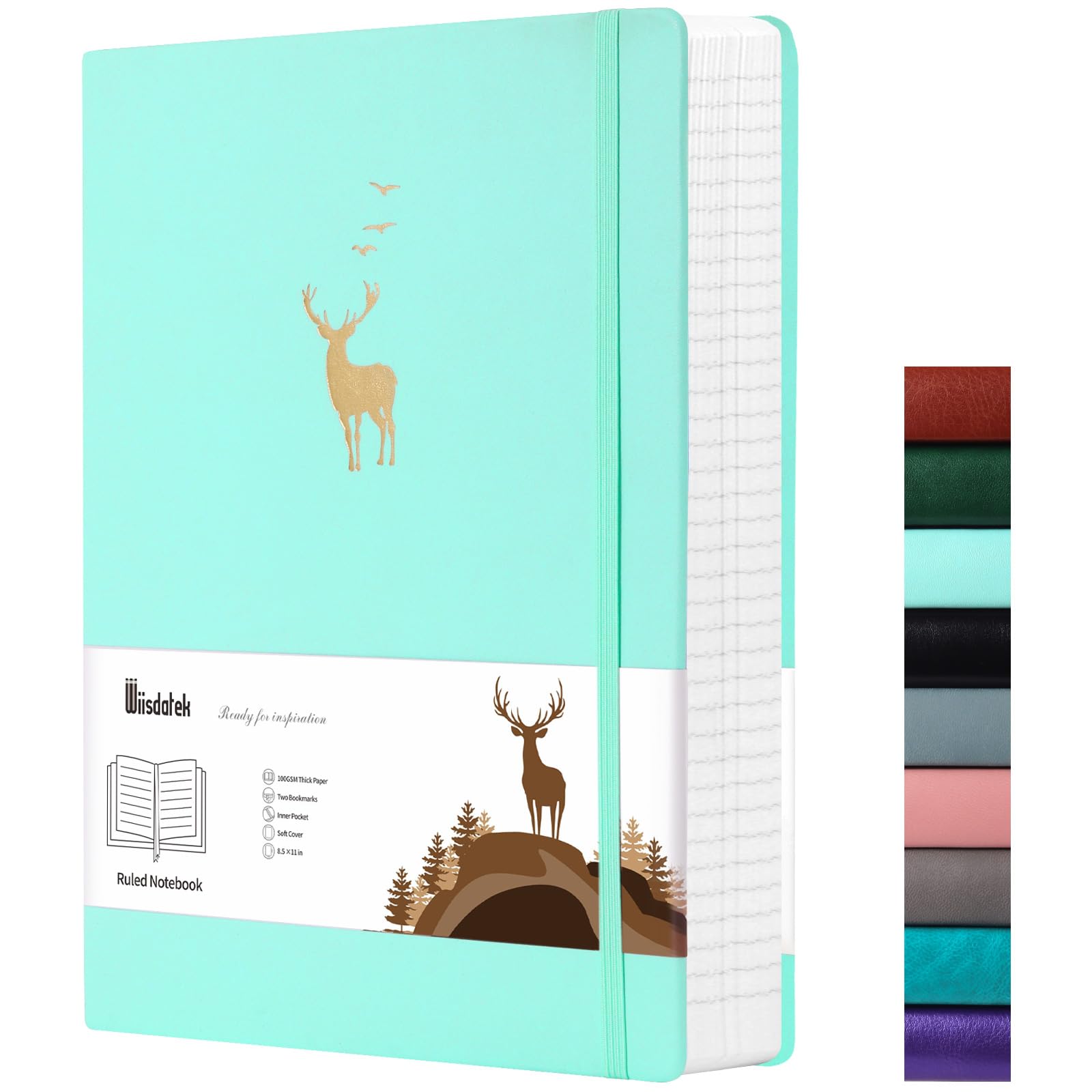 Wiisdatek College Ruled Journal Notebook- 312 Pages A4 Softcover Large Journal, 100GSM Thick Paper, Leather Journal for Women Men Work School, 8.5''×