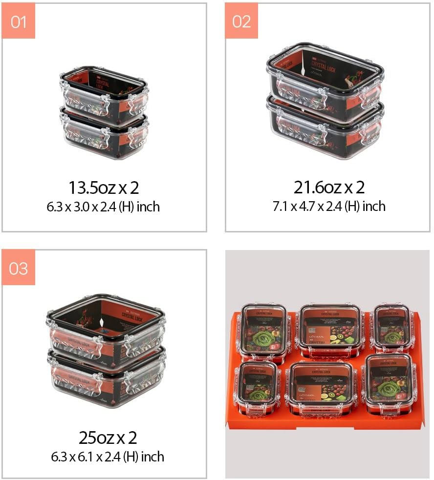 Airtight Food Storage Containers with Lids Gift Set (6pack) BPA-Free | Clear | Microwave, Freezer and Dishwasher Safe | Leak-Proof | Kitchen Fridge Organizer Fruit Boxes | Fresher Food