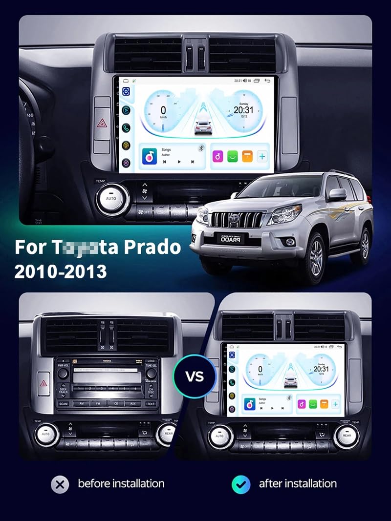 9-calowy dotykowy radio GPS dla Land Cruiser Prado 150 2009-2013, obsługuje BT WiFi Mirror Link 4G sterowanie z kierownicy(HM610 8 Core 4G+Wifi 8+128GB)