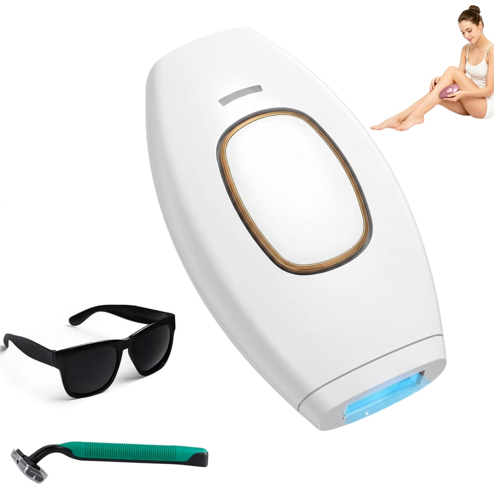 Solippy Luce Pulsata,Depilatore Laser Professionale Per Uso Domestico, Facile Da Usare, Adatto A Viso E Corpo (Bianco)