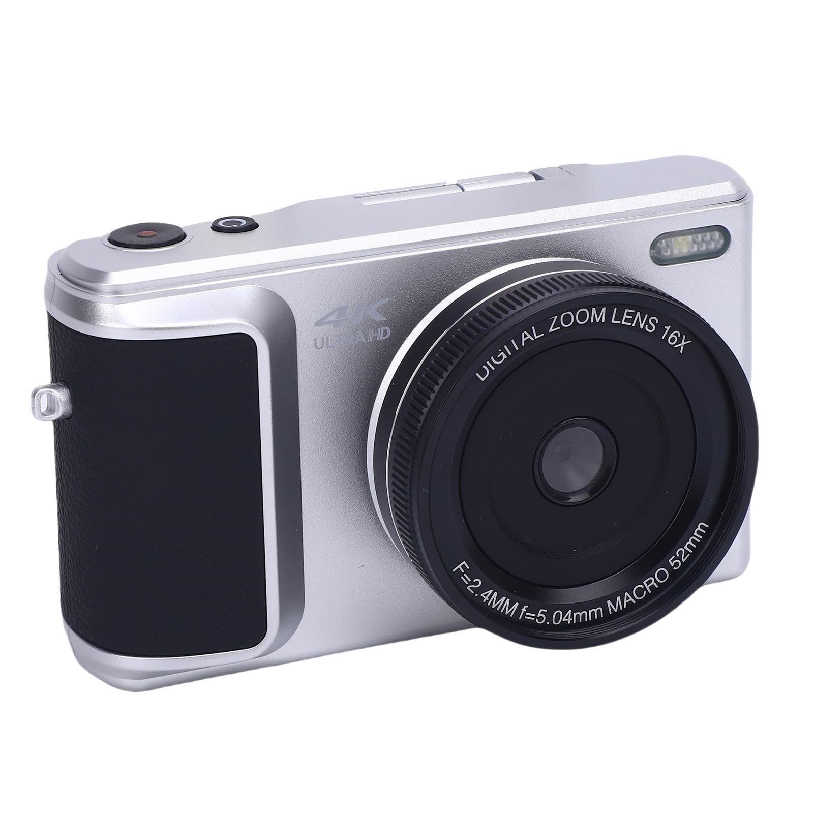 Camera Digitale 4K per Fotografia, Fotocamera Vlogging AutoFocus da 64 MP con Schermo a Flip a 180 ° da 2,8 '', Zoom Digitale 16x, Punto Compatto e Fotocamera di Tiro con (SILVER)
