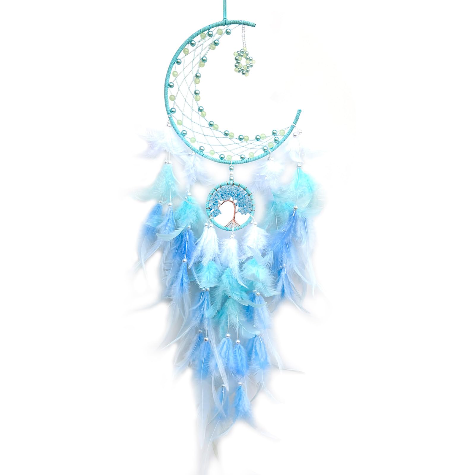 Nucelit Decorative Ramadans Star Glowing in Dark Dreamcatchers Feathered Tassels Windchimes Islamics Wall Hanging Ornament Ramadans Star Dreamcatchers