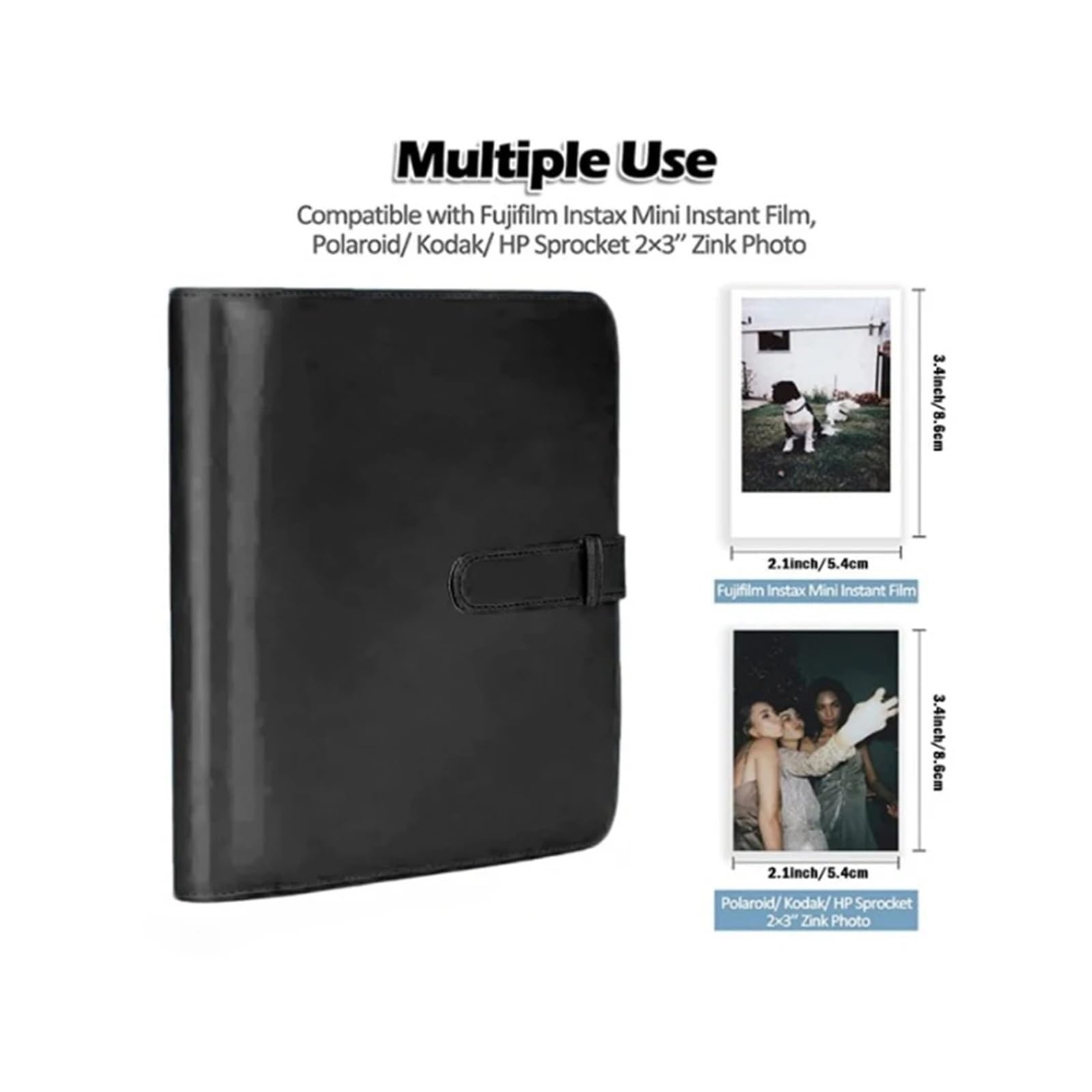 Álbum de Fotos Mini, Estuche para Guardar Fotos instantáneas, Soporte para Tarjetas fotográficas (Negro, 20 x 16 cm)
