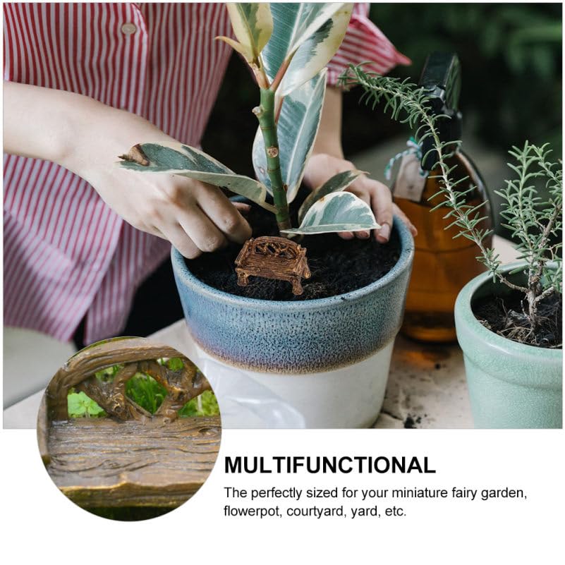 UPKOCH Mini Chair Set 3Pcs Hand-Painted Resin Miniature Garden Furniture for Fairy Garden Micro Landscape Bonsai Decor - Image 4