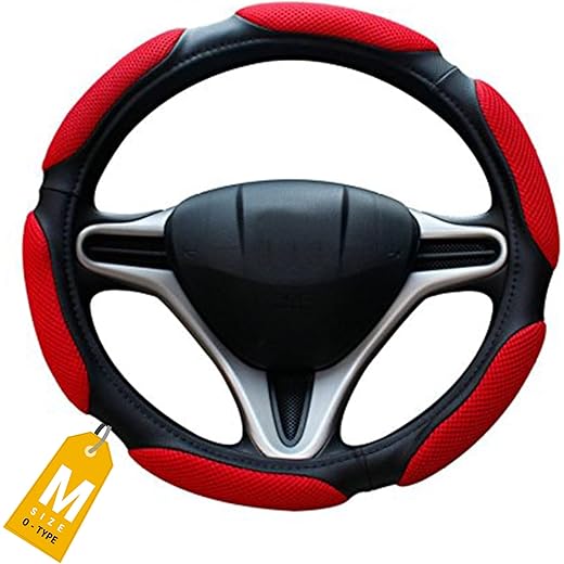 NIKAVI Sports Steering Wheel Cover Red 38cm