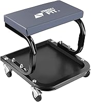 Vista 10 de Taburete Rodante de Taller con Ruedas, Silla de Garaje para Mecánicos con Altura Ajustable 39.5-46.5 cm, Asiento Giratório Resistente para Garaje