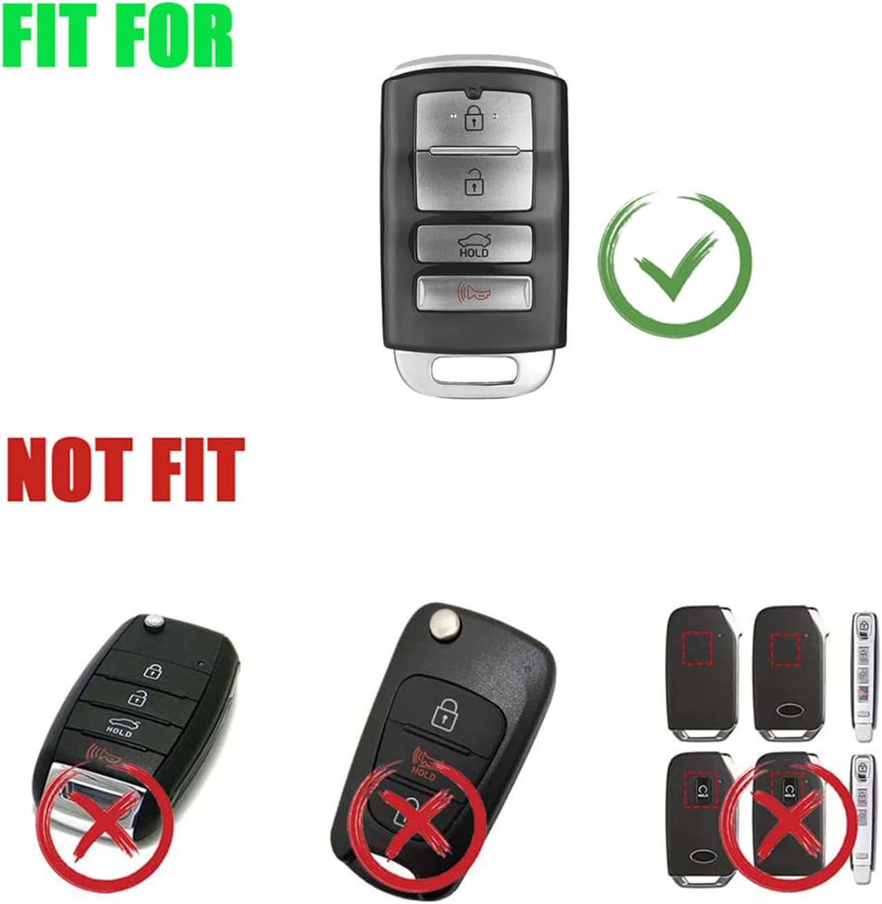 Zinc Alloy Key Fob Cover, Key Shell, Full Protection Key Case Accessories Compatible for Kia 2014-2019 Cadenza,2015-2018 K900 K7 K9(Gun Black)