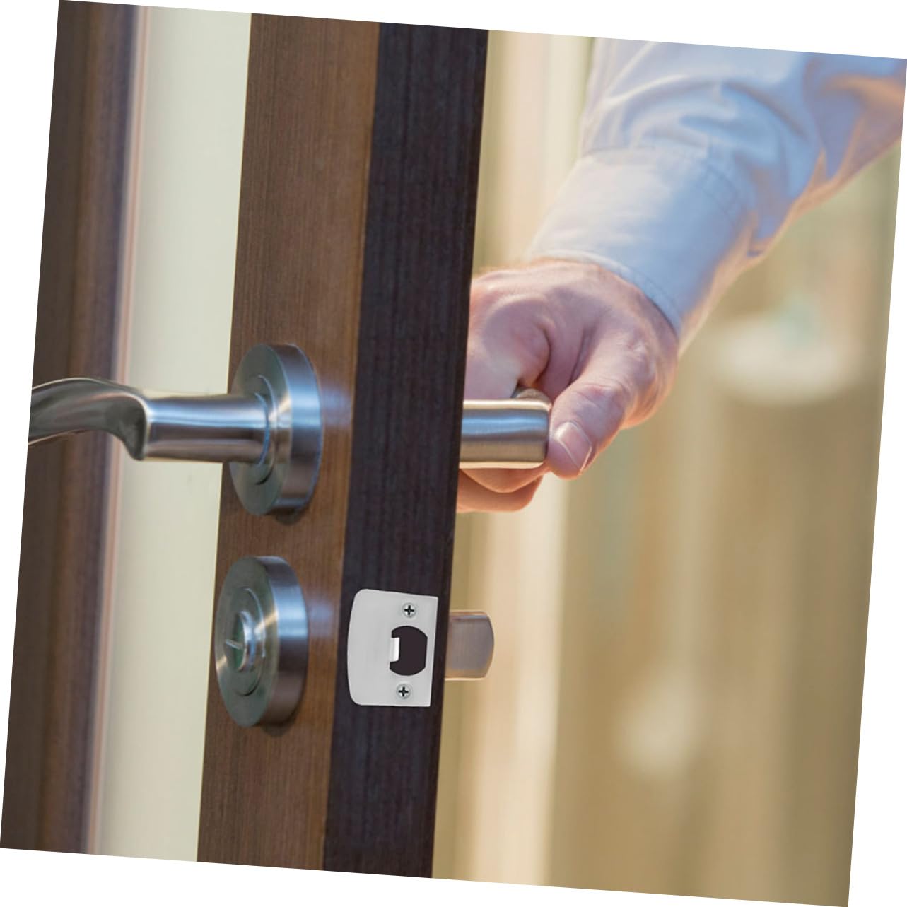 Hemobllo 5 Ensembles Guide De Serrure De Porte Intérieur Gâches De Sécurité Pour Portes Extérieures Loquet Plaque De Renfort De Porte Avant Plaque De Grève Acier Inoxydable 4 Pièces * 5