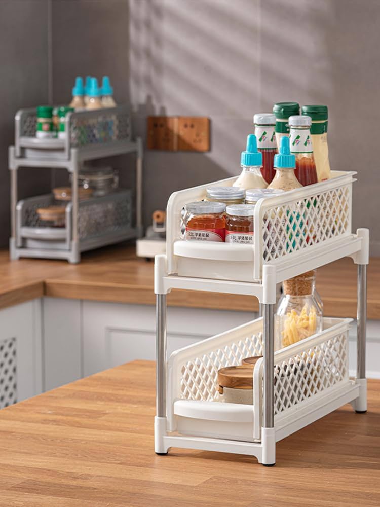 【美品】キッチンラック 2段 収納付き 楽天市場】キッチンラック 吸盤式2段収納ラック 包丁収納