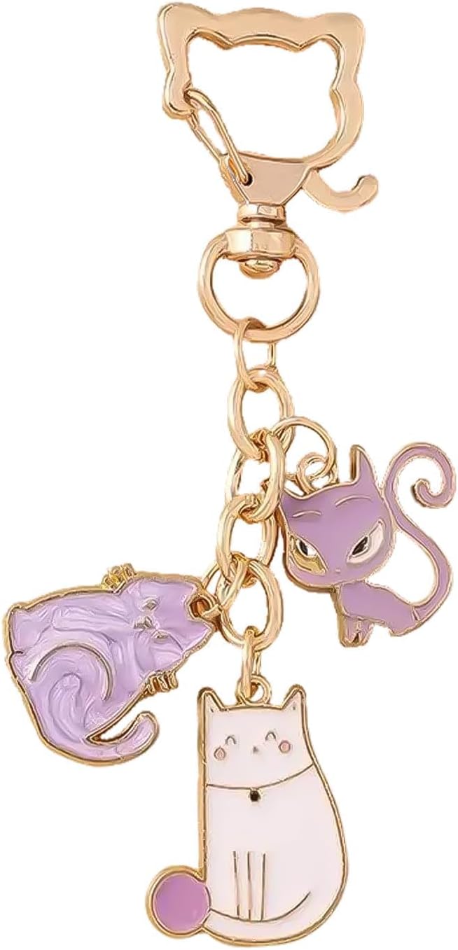 Angyape Cute Anime Cat Keychain Bag Charms for Handback Purse Charms Car Key Chain Accessories Cat Lover Gifts for Women