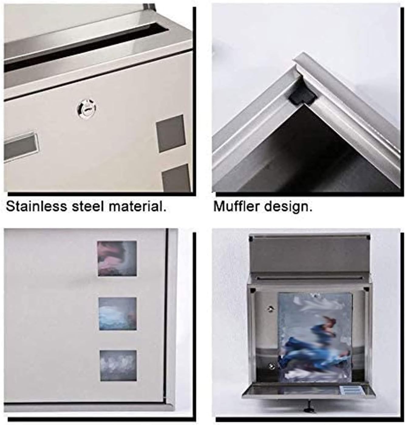 Wall Mounted Mailboxes for Outside,Mailboxes for Outside Wall Mount,Mailboxes & Accessories, Letterbox Posts Wall Mount Mailboxes Mail Drop Collection Boxes Lockers Less Steel Mailbox Covers