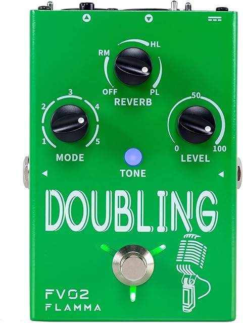 FLAMMA FV02 Vocal Processor Doubling Effects Pedal Duplicator Vocal Pedal Voice Duplicate Stompbox Mic Amplifier with Reverb Chorus Effects Support Multiple Vocal Modes for Guitarists Singers