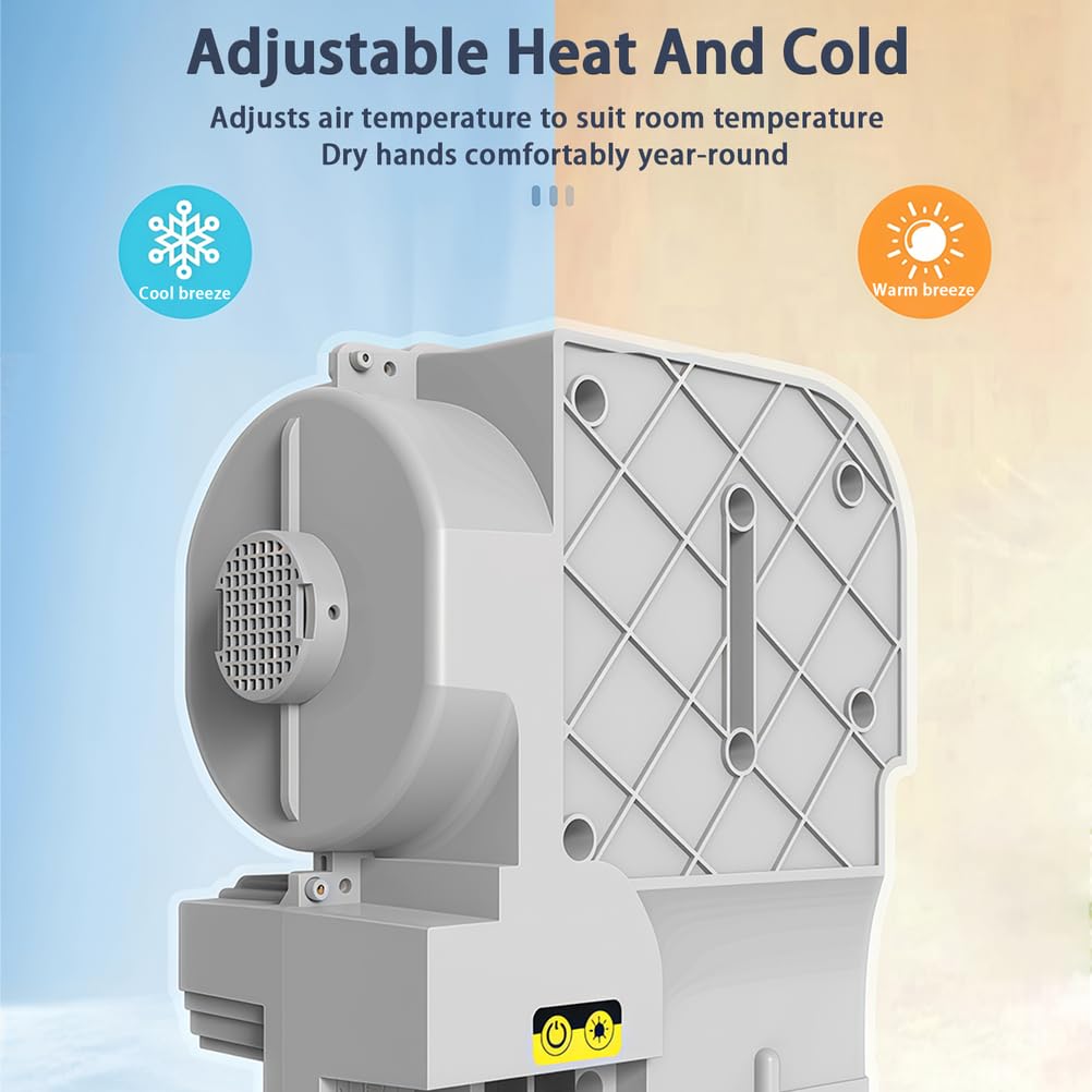 Asciugamani commerciale, sensore a infrarossi caldo e freddo a induzione, montaggio a parete, asciugatura rapida per cucina, bagno, servizi igienici, design ad alta efficienza energetica