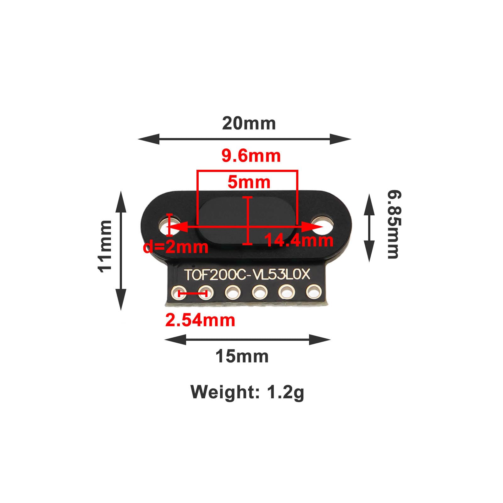 Create idea 1 zestaw: TOF200C (2M) laserowy moduł czujnika odległości z czasem lotu kompatybilny z ArduinoDEMO kompatybilny z STM32 DEMO (40 MA 25°)
