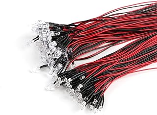 5mm 12 Volt LED Lights Emitting Diodes with Wire, LED 5-12V,0.1W, Mini LED Lights for Crafts, Toy Cars,12V Mini Single Led Warm White 50PCS