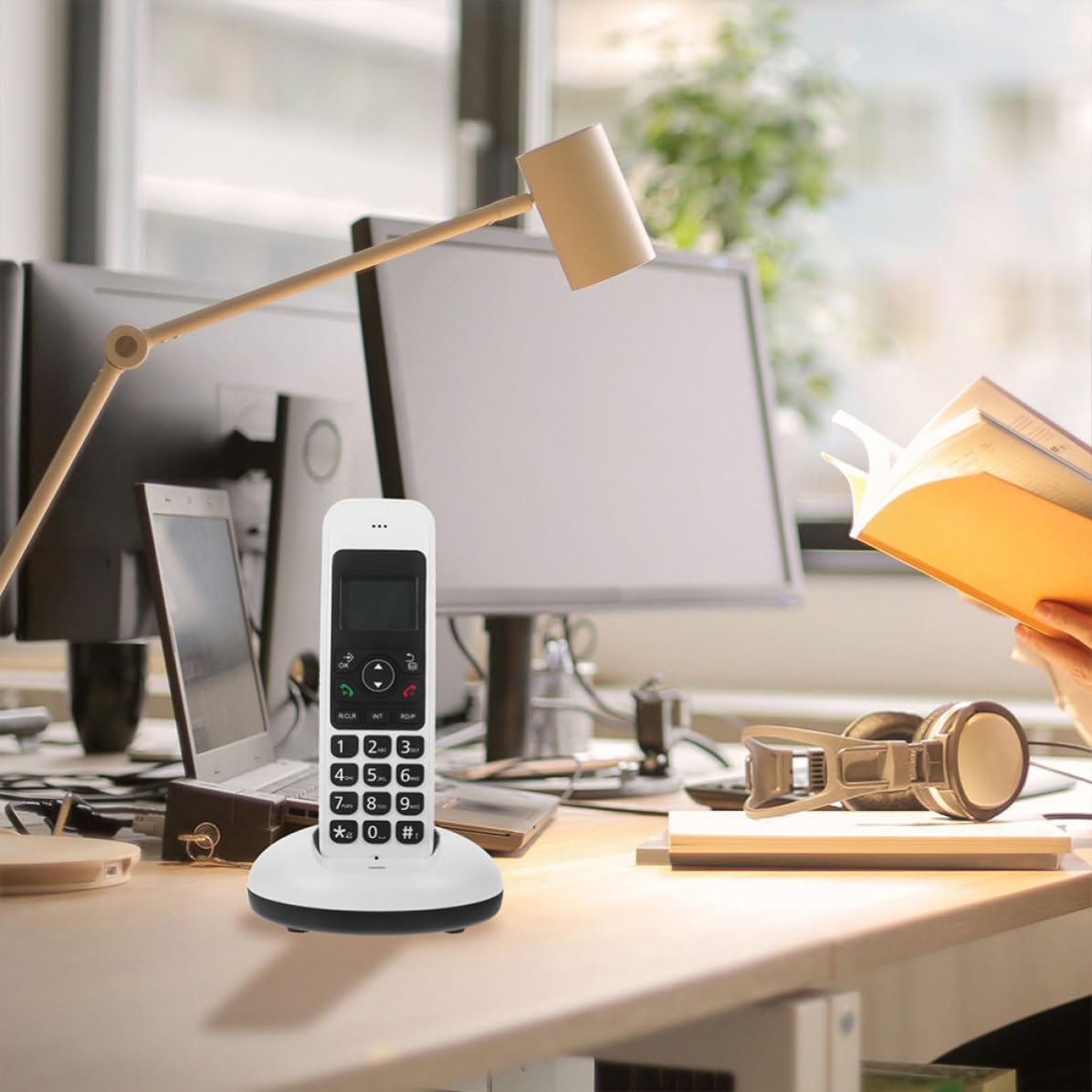 MAGICLULU Telefono Cordless Digitale a Tasti Grandi, Telefono di Casa Cordless Espandibile, Display LCD, Bianco, per Casa e Ufficio, per Anziani e Persone Vista Debole
