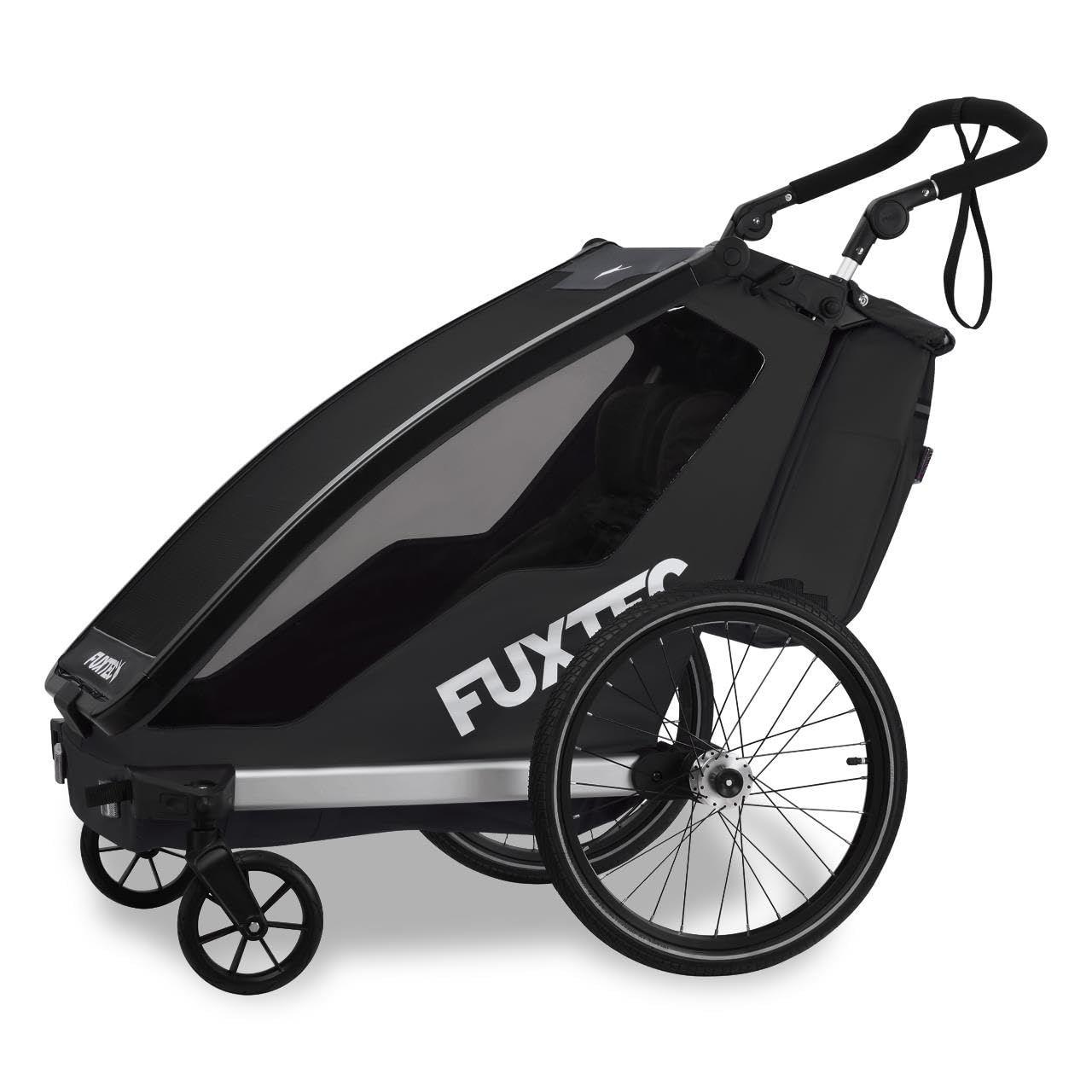 Fuxtec FX-FA1 Carrello rimorchio per Bici Sportfux 2 Posti, Pieghevole con Protezione Pioggia e Sole