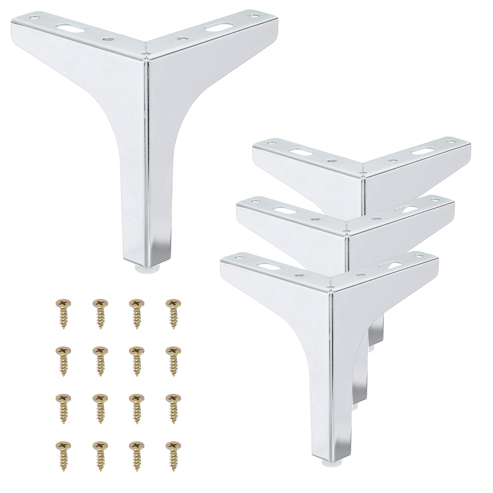 PATIKIL 13cm / 5 Inch Metal Furniture Legs, 4 Pcs Modern Triangle Furniture Feet Couch Legs DIY Replacement for Table Chair Cabinet Cupboard Sofa, Silver