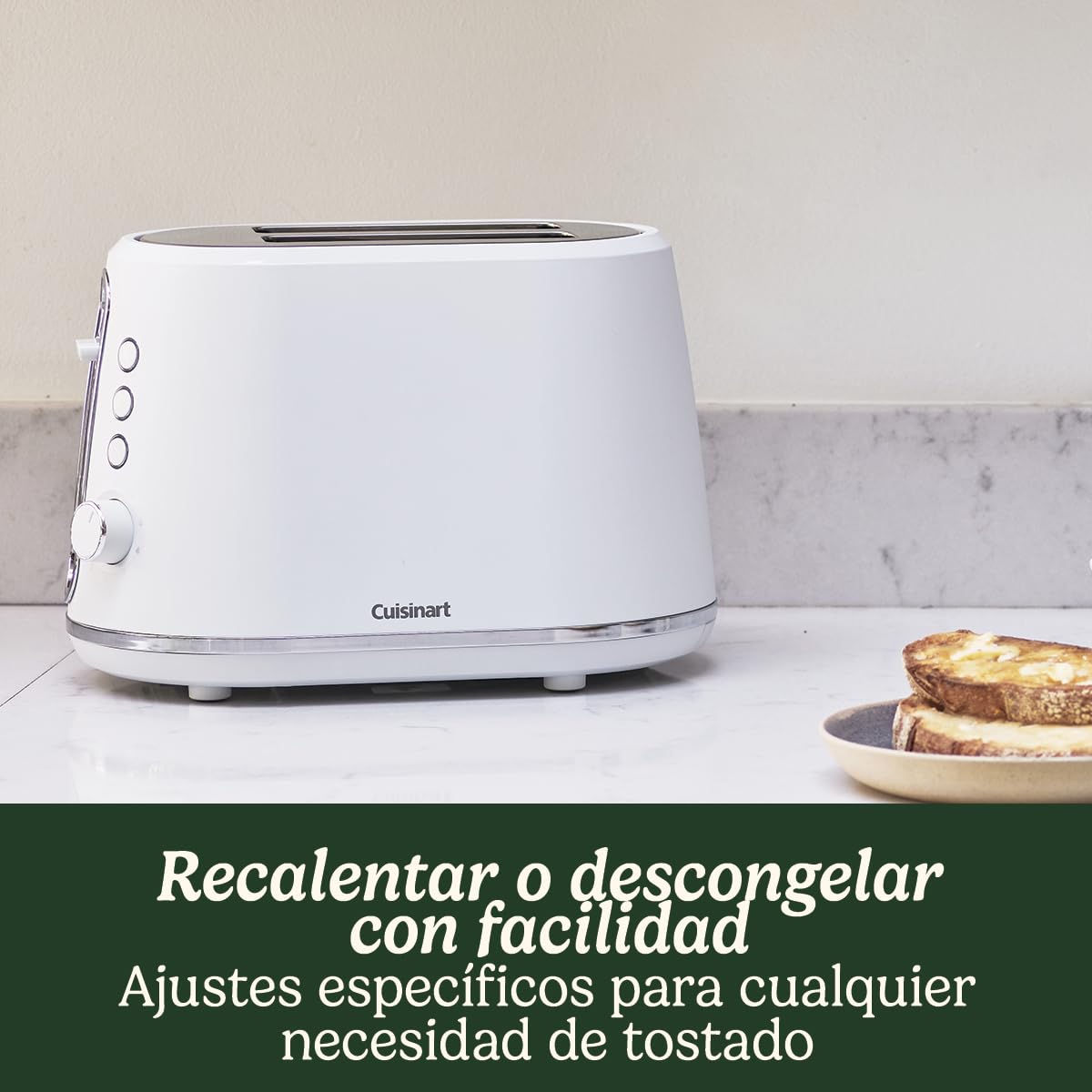 Cuisinart Tostadora de 2 rebanadas | Ranuras extra profundas, ideales para pan grueso | Palanca de elevación | 7 niveles de tostado más descongelación | Disponible hervidor a juego | Blanco