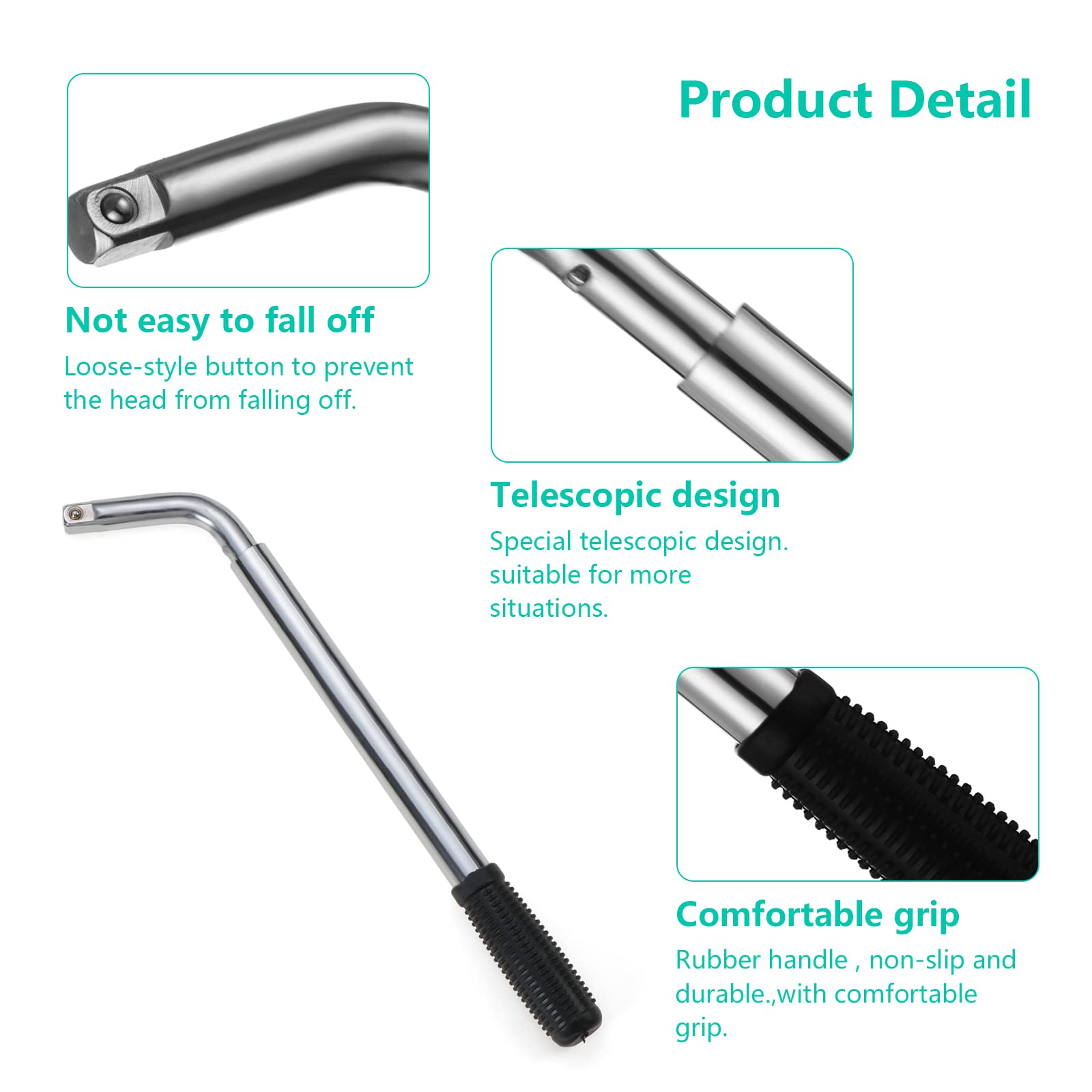 HSEAMALL Llave de orejeta telescópica,Llave de tuerca de rueda extensible,Llave de llanta extensible universal,Herramienta de Reparación de llantas,Furgoneta, Camión, Caravana(17 mm,19 mm,21 mm,23 mm)