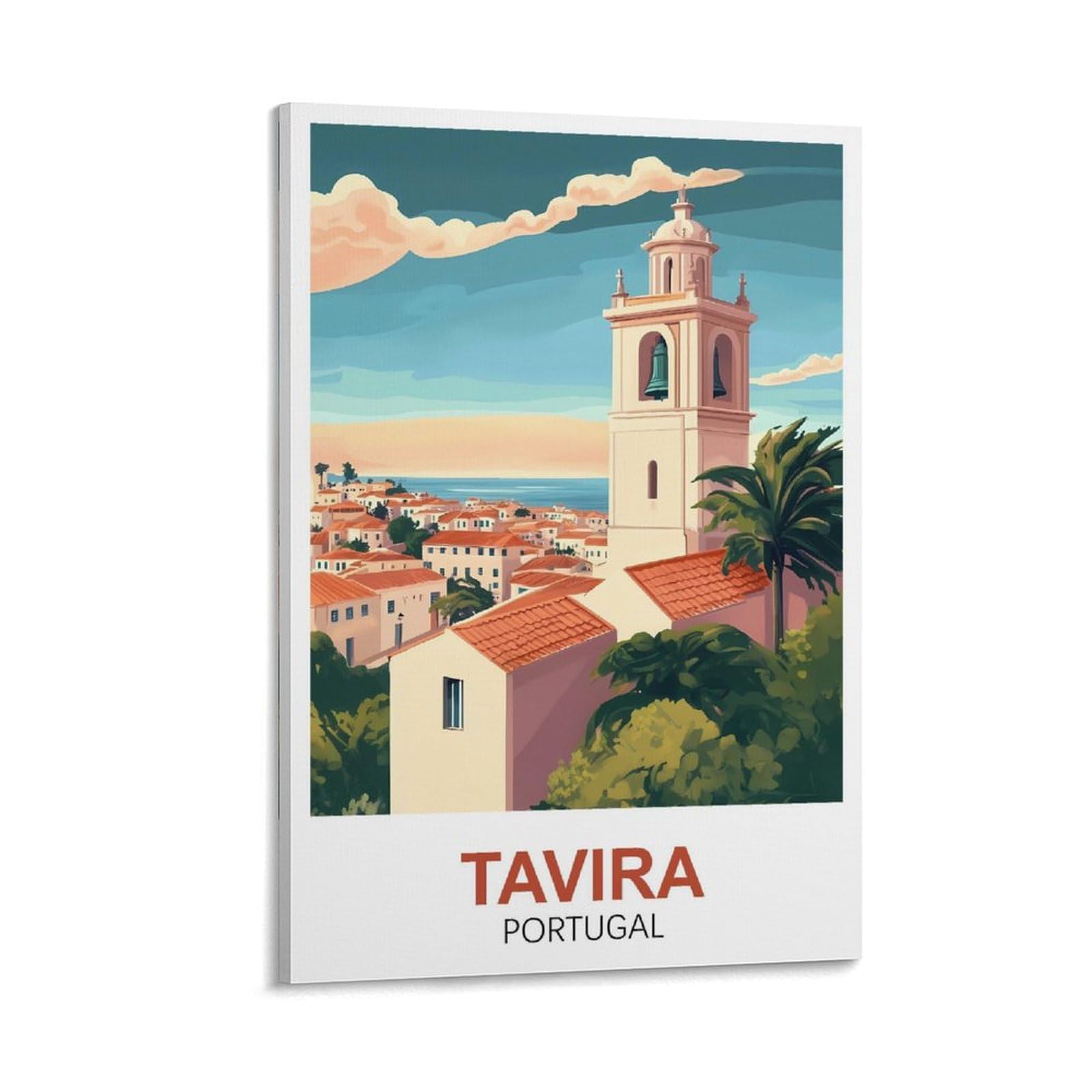Xllyxygjq Frame-Style Tavira Portugal Vintage Travel Poster 08X12inch(20X30cm) Canvas Wall Art Poster Print Artwork Painting Picture For Home Decoration Living Room Office Bedroom