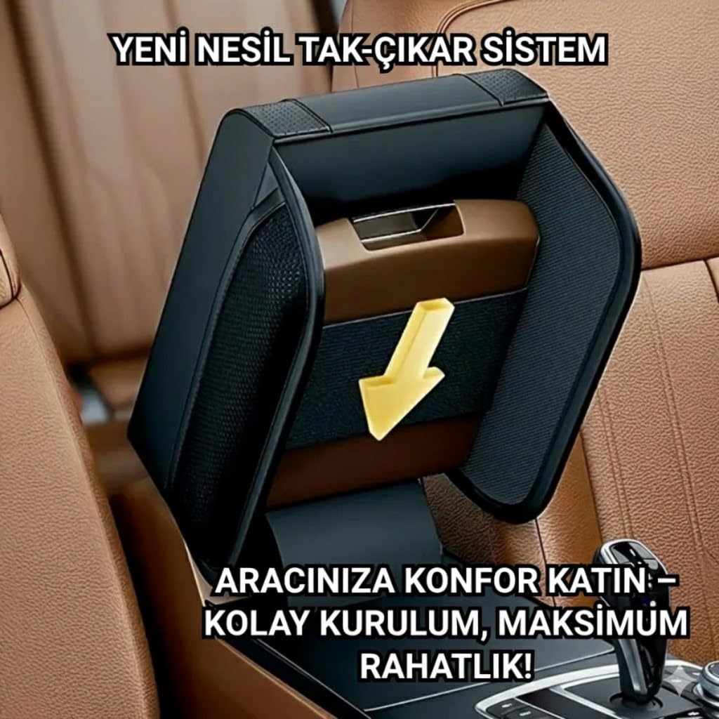 Polham 2 Adet Yan Cepli Tüm Araçlarla Uyumlu Orta Kol Dayama Konsolu Yumuşak Deri Dokulu Premium Konsol