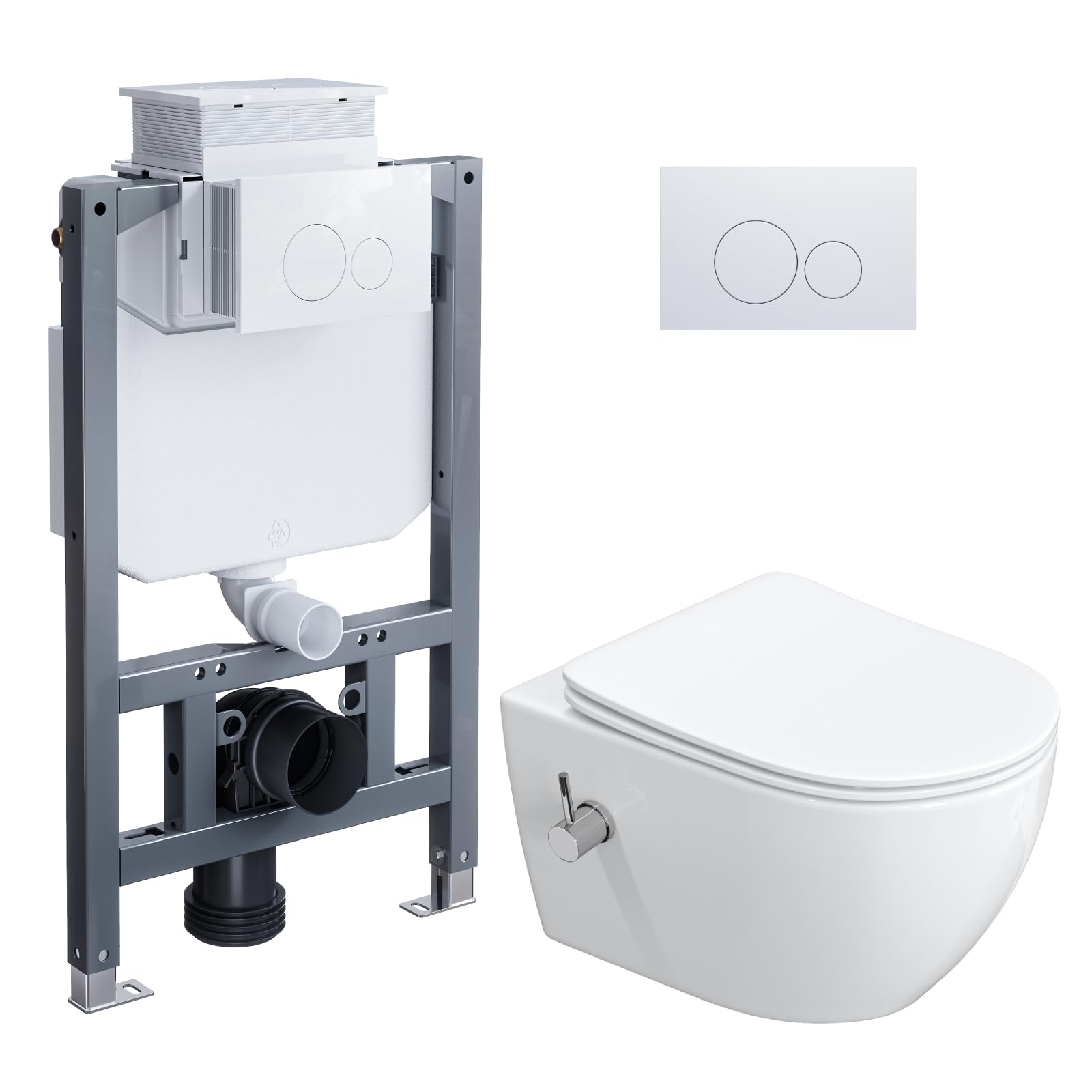 Inodoro de ducha con cisterna empotrada, juego completo de inodoro colgante con boquilla integrada, inodoro de pared con función de bidé, inodoro Taharet con nano, asiento de inodoro con dispositivo