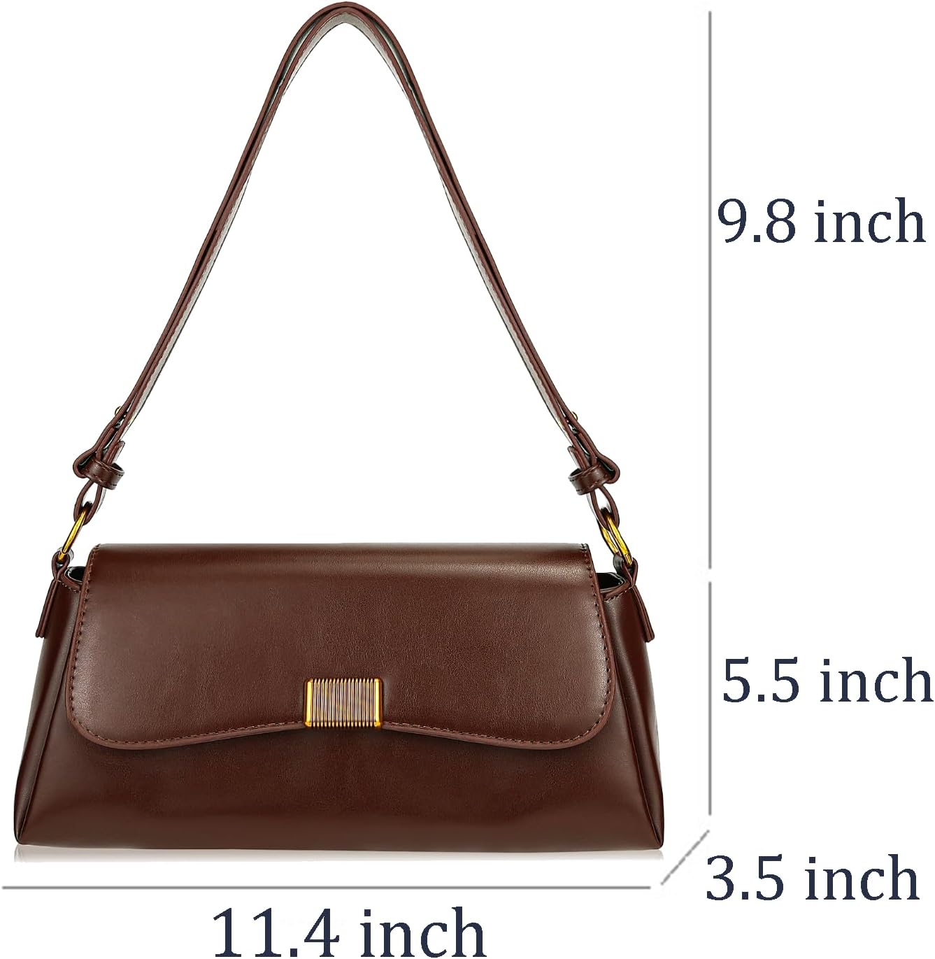 Purses for Women Vintage Shoulder Bags Women's Tote Handbags Trendy Crossbody Bag, Adjustable Strap Shoulder Bag Dark Brown PU Leather Clutch Purse - Image 4