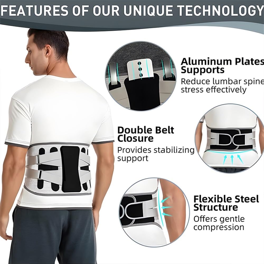 Cinturón de Soporte Lumbar, Faja ortopédica para Hernia de Disco, Faja de descompresión Lumbar con área Grande de Aluminio para aliviar el Dolor de Espalda Baja y ciática(Black-XX-Large)