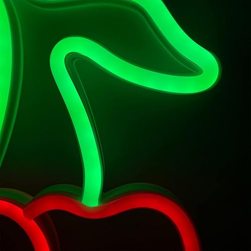 Miniatura 6 de ENUOLI Letreros de neón con luz de cerezo, decoración de frutas, luces de neón de cereza para decoración de pared, letreros LED para dormitorio, USB