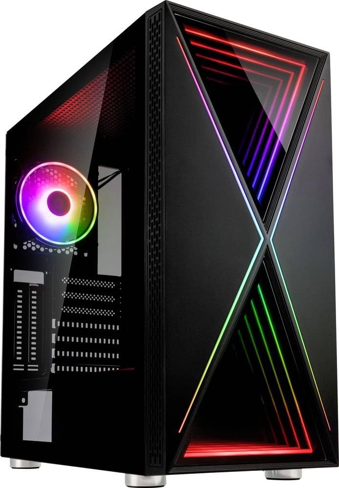Kolink Void X Boitier PC Moyen Tour - Façade avec éclairage RGB - Panneau latéral en Verre trempé - Noir