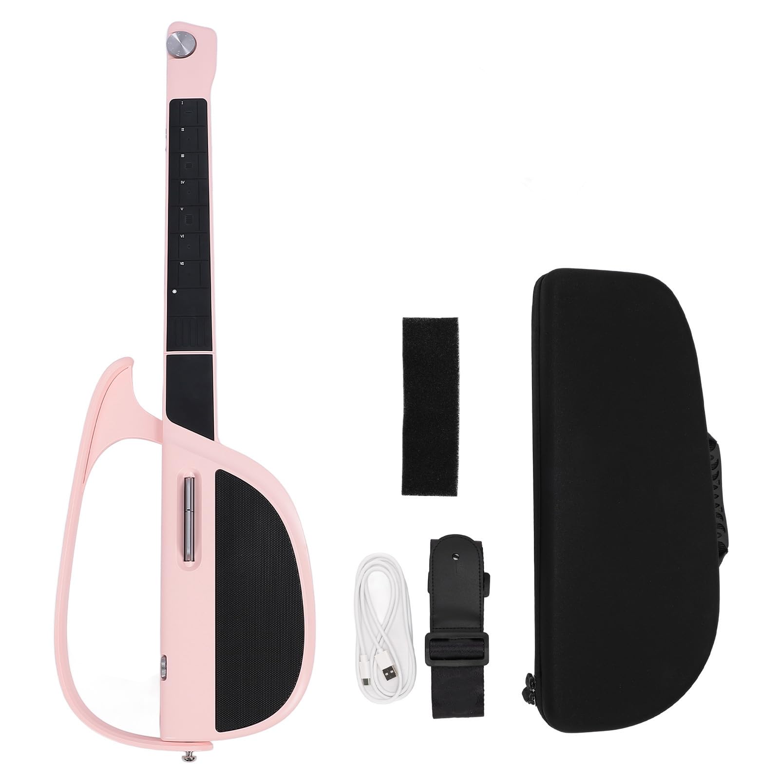 Chitarra Senza Corde, Chitarra Elettrica Acustica Senza Corde Innovativa, Chitarra da Viaggio Pieghevole Portatile C1, per Principianti, Adulti, Appassionati (Rosa)