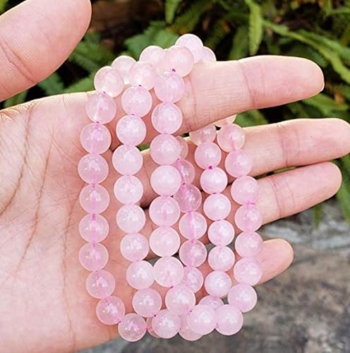 Miniatura 4 de DHYANARSH Pulsera de cuentas de piedra de cuarzo rosa, cuentas naturales certificadas de 0.315 in para amor incondicional