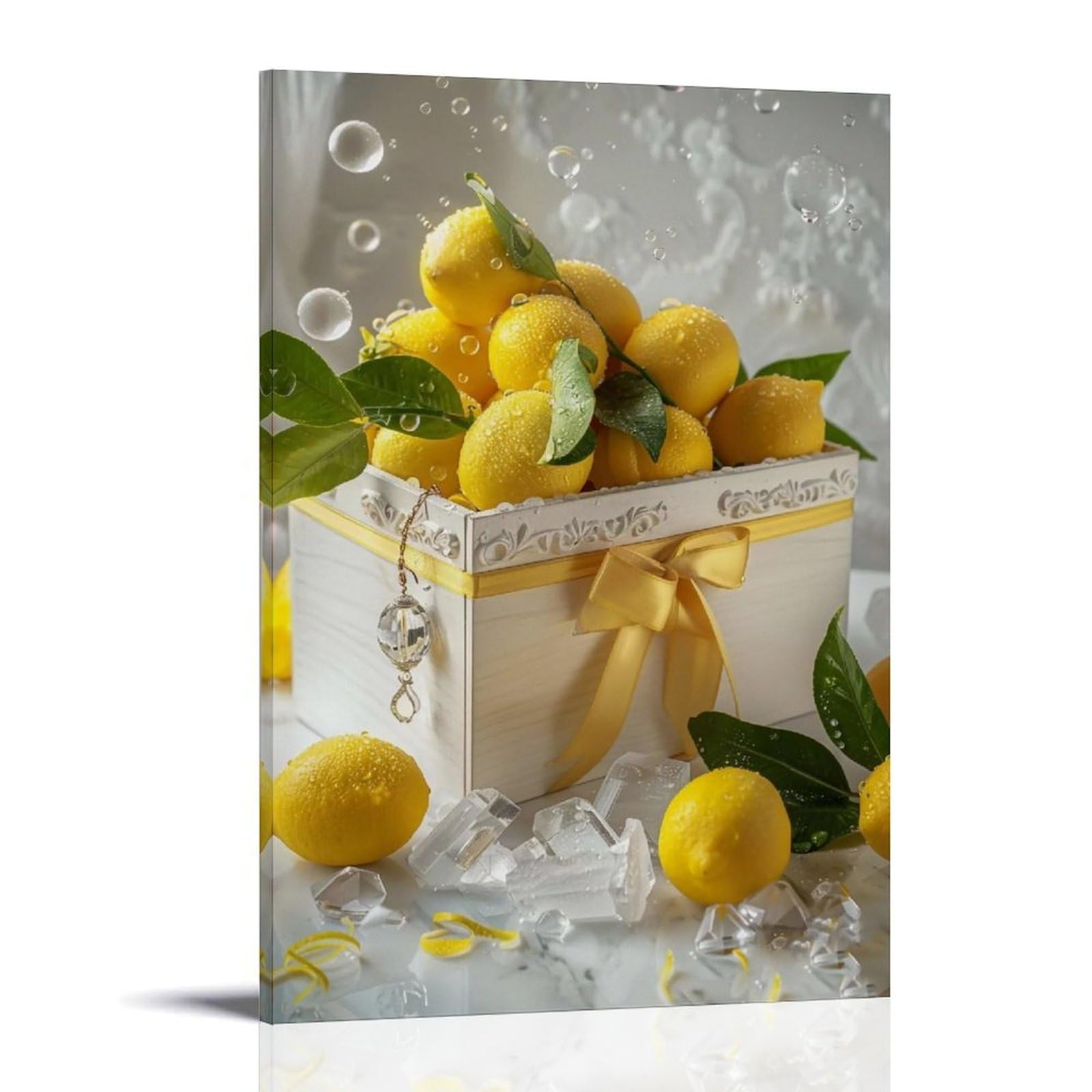 HUERYRYHY Nostalgic Dewy Lemon Fresh 04 Poster Wall Art Canvas Vintage Aesthetic Painting Decor for Rooms 20x30inch Frame-style