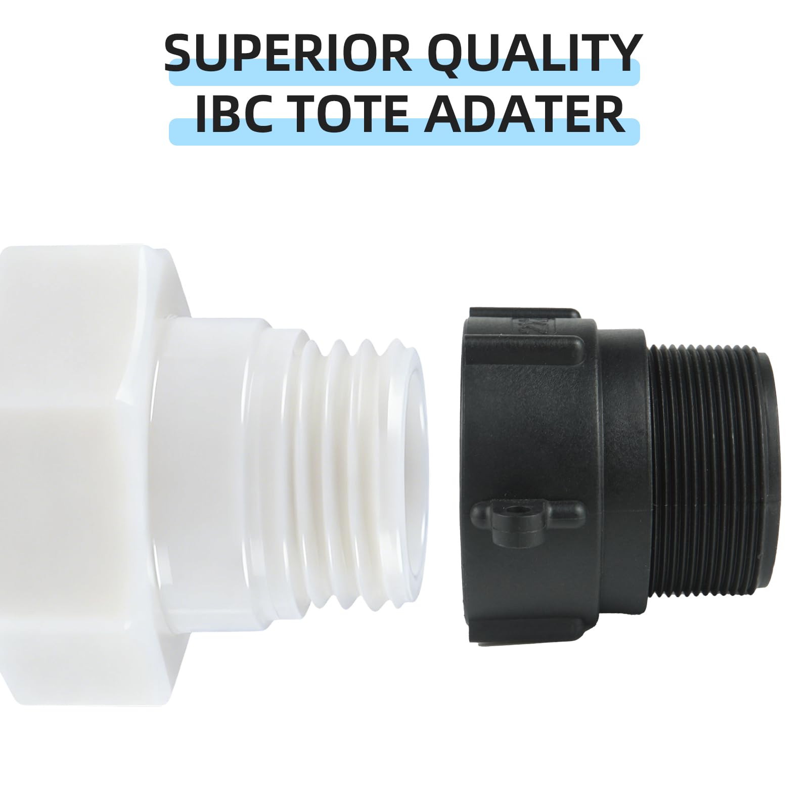 IBC - Adaptador de accesorios de mano hembra de 2 pulgadas x rosca de tubo NPT macho de 2 pulgadas, conector de tanque de agua de 275 galones con junta resistente de grado alimenticio (paquete de 2)