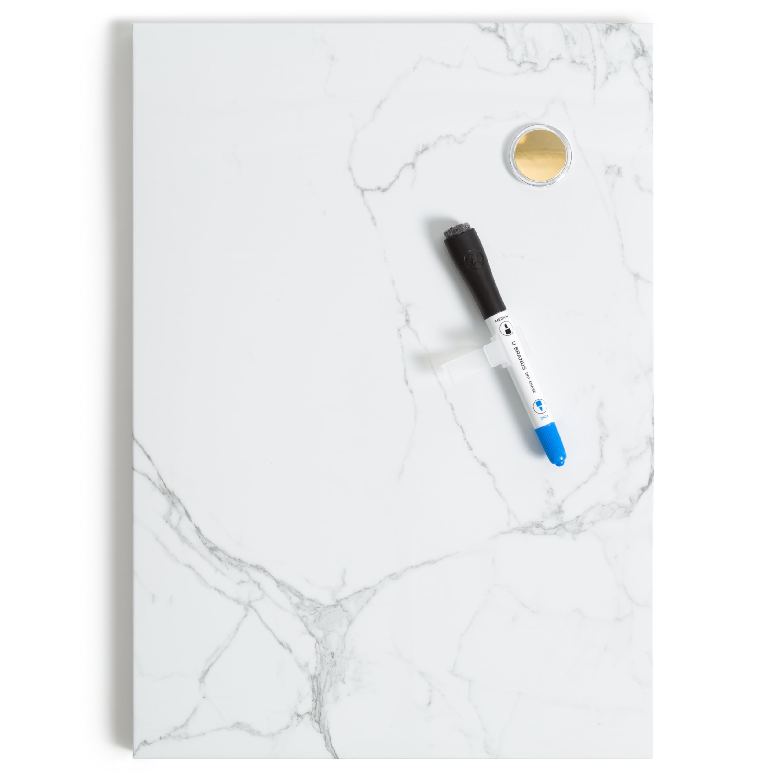 Magnetic Marble Print Dry Erase Board White Board, 11" x 15.5", Frameless, Includes Magnet and Marker