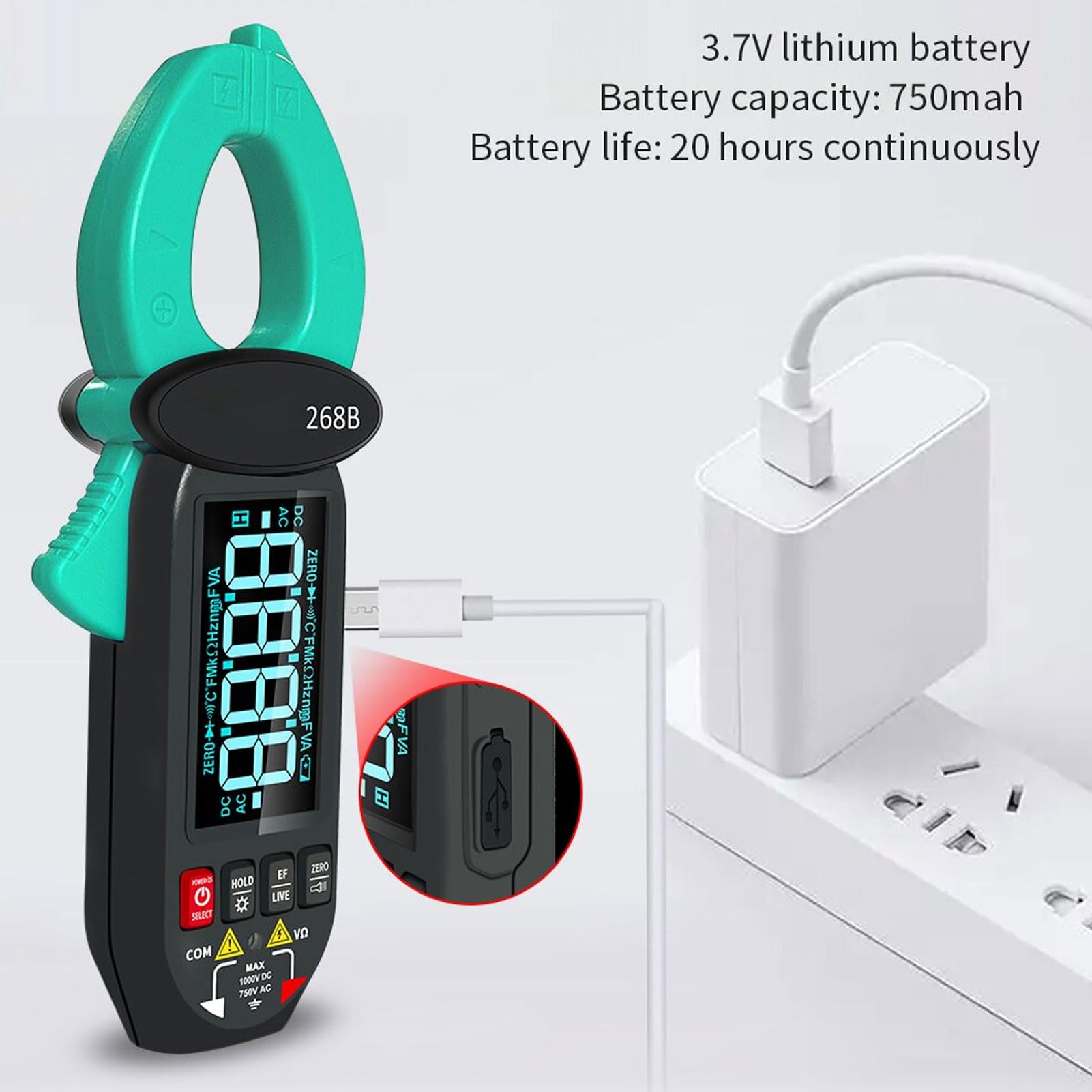 Digital Clamp Meter AC DC Digital Clamp Meter, Digital Clamp Multimeter Current Voltage Resistance Capacitance Frequency Diode Multimeter