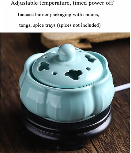 Miniatura 7 de Quemador eléctrico de resina con temporizador, quemador de incienso de cerámica, incienso de 110 V para porche, patio, jardín, oficina, yoga, sala