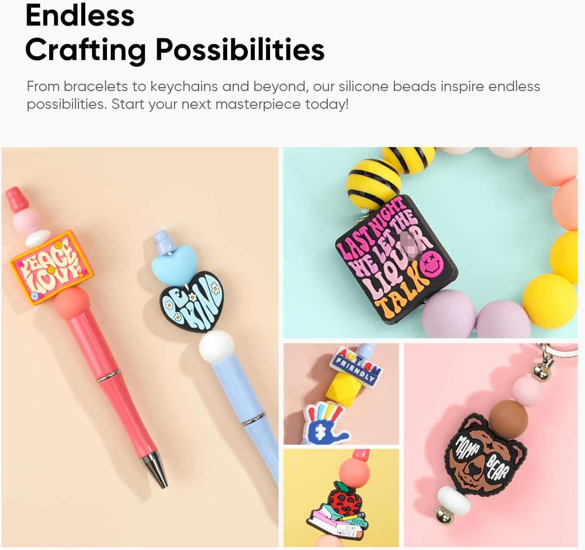 60Pcs Silicone Focal Beads Bulk, Inspirational Faith Funny Words Focal Beads for Pens Keychains Making Bracelet Necklace DIY Your Holiday Presents - Image 6