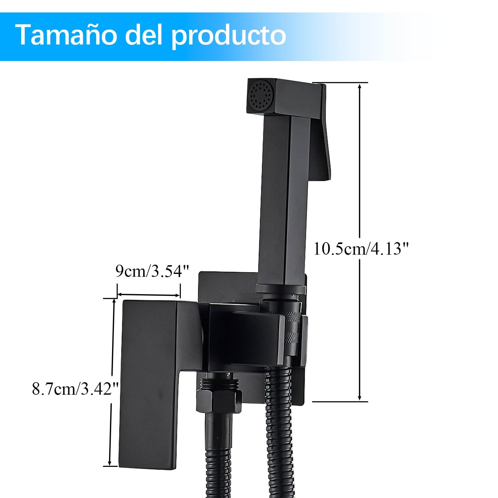 Pulverizador de Bidé para Inodoro, Portatil para Kit Ducha de Lavabo Bidet con Manguera WC,Multifunción Pulverizador,Monomando Agua Fría y Caliente,Negro