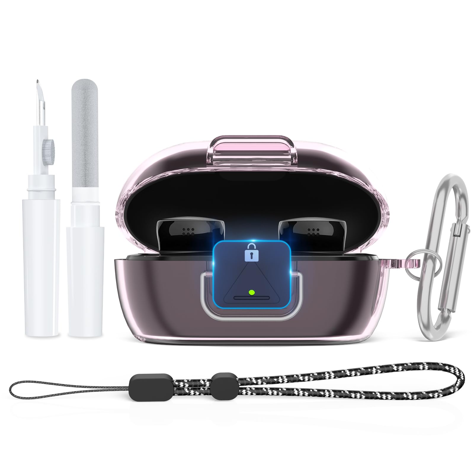 Secure Lock Case for New Bose QuietComfort Earbuds Case(2024), Clear TPU Shockproof Protective Cover for Bose QuietComfort Earbuds 2024 with Cleaning