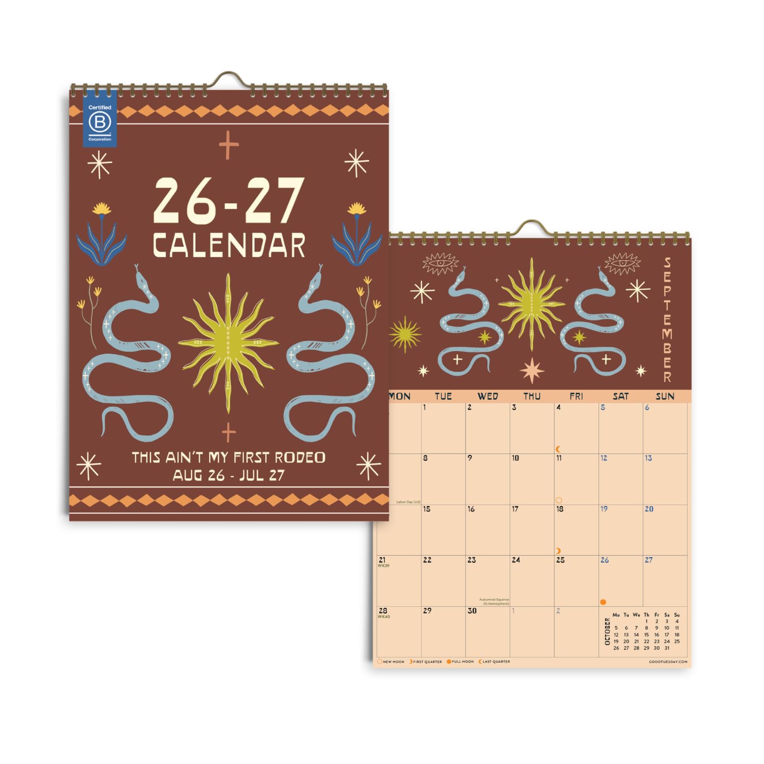 Good Tuesday - 2026-2027 Desert Dreams A4 Academic Calendar, Colourful Portrait Wall Calendar, Monday Start, UK & US Holidays, Week Numbers, Moon Phases, Recycled Paper, Made in the UK