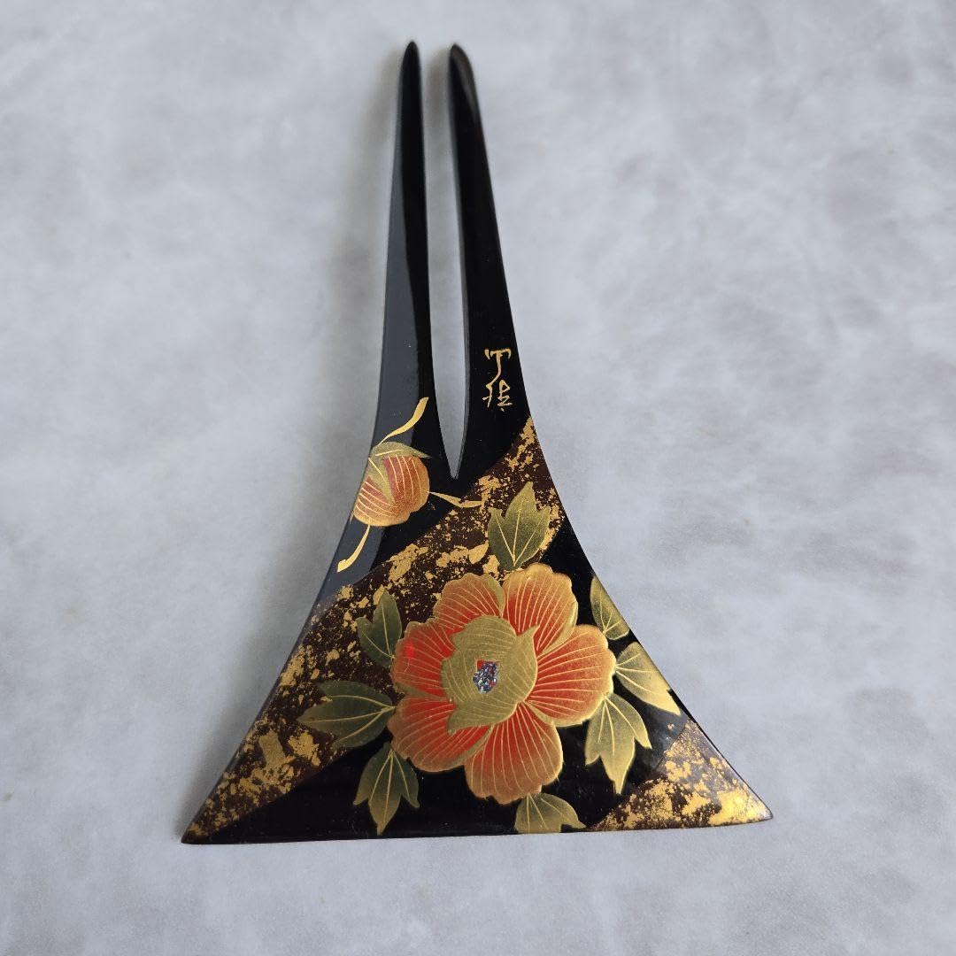 Amazon.co.jp: 漆塗り かんざし 簪 新山 金蒔絵 螺鈿 和装小物 W4 振袖