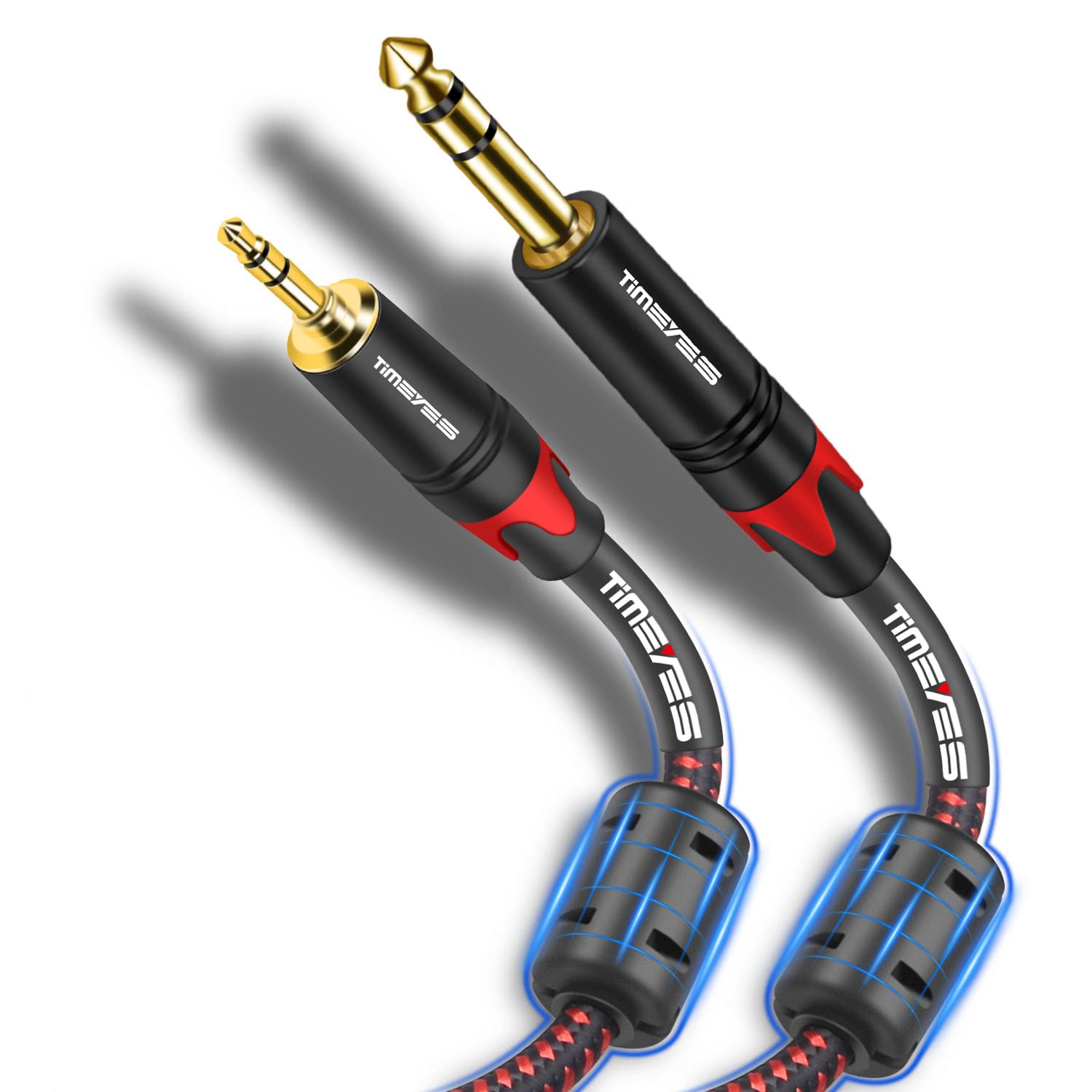 TIMEYES TRS 6.5mm to 3.5mm Stereo Audio Cable Cord 0.5M/1.6FT, 6.35mm Male to TRS 3