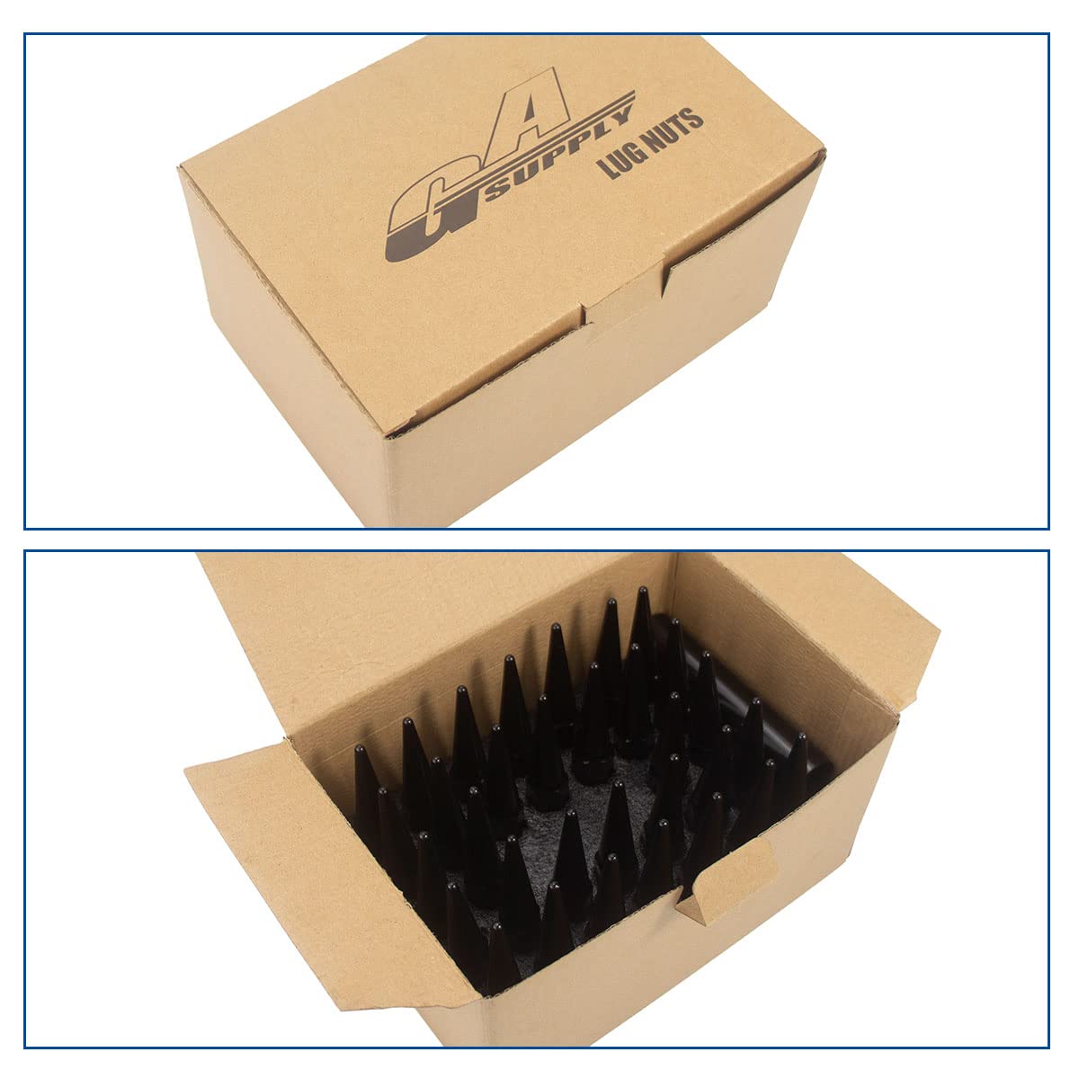 GAsupply 32 dadi per ruota da 14 x 1,5 con estremità chiusa, dadi a punta nera, sedile conico, altezza 11,2 cm, per ruote aftermarket e 1 chiave a bussola lunga