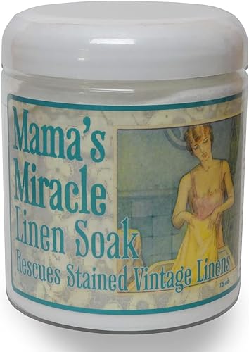 Mama's Miracle Remoje de lino (16 oz.) Removedor de manchas suave para ropa de cama vintage y antigua hace 25 galones