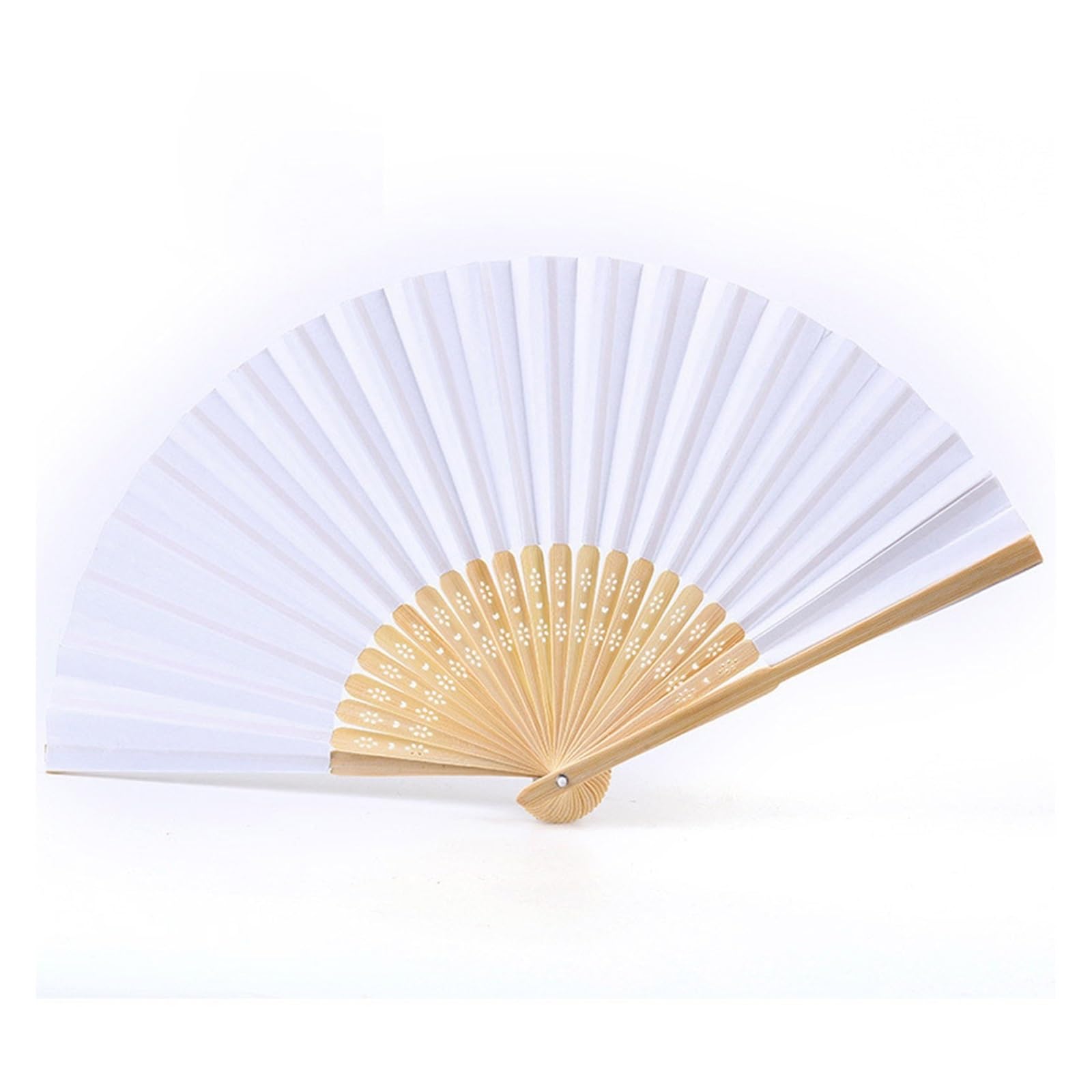 Yeobezn Spanish Style Hand Fans 12Pcs Foldable Paper Fan Portable Chinese Bamboo Wedding Gifts For Guest Birthday Party Decoration Kids Painting(White)